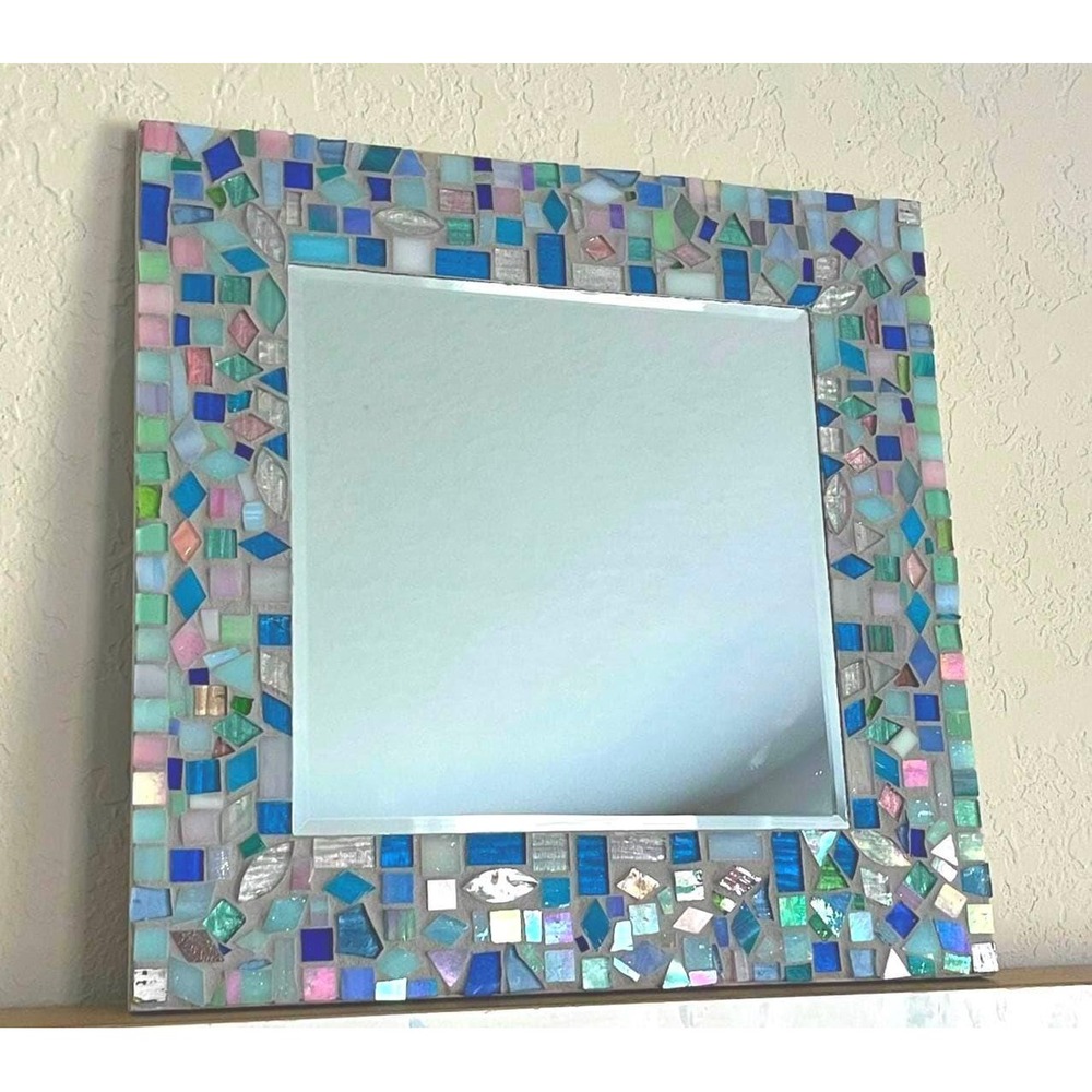 Stained Glass Mosaic Mirror Wall Decor Handmade Wall Hanging Home Decor Accent